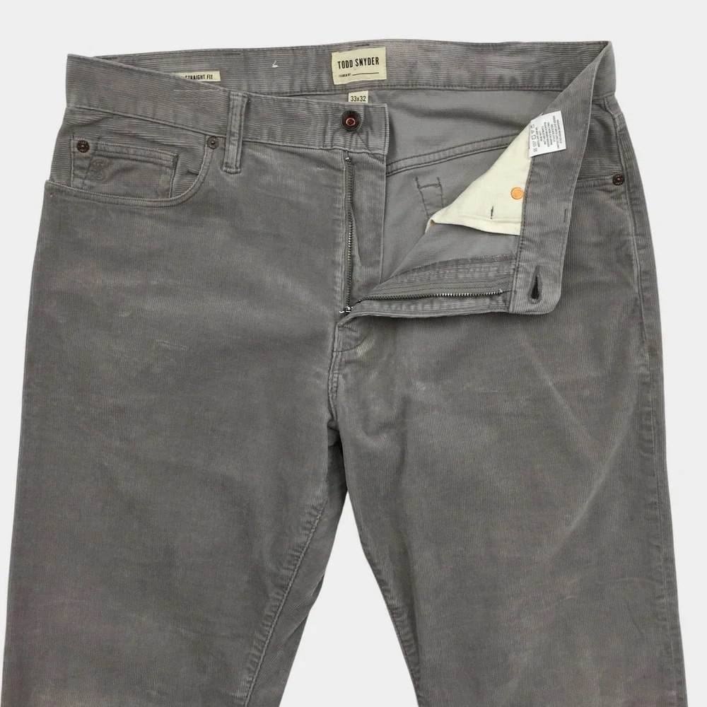Todd Snyder Mens Grey Straight Fit Corduroy Pants 33x32 Fits 34x27